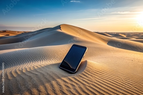 Isolated smartphone desert silence loneliness modernity disconnection sand dunes minimalism simplicity solitude contemplation self-reflection