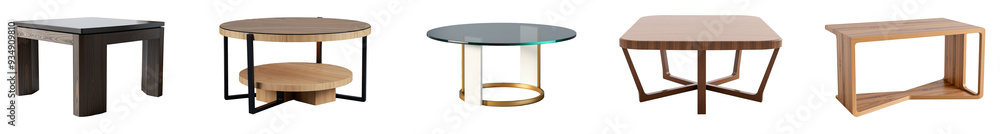 set of living room tables isolated on transparent background.generative AI set of living room tables isolated on transparent background.generative AI