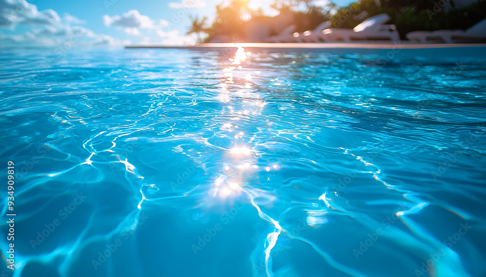 Sunset reflection on water surface, beauty in nature generated by AI Sunset reflection on water surface, beauty in nature generated by AI