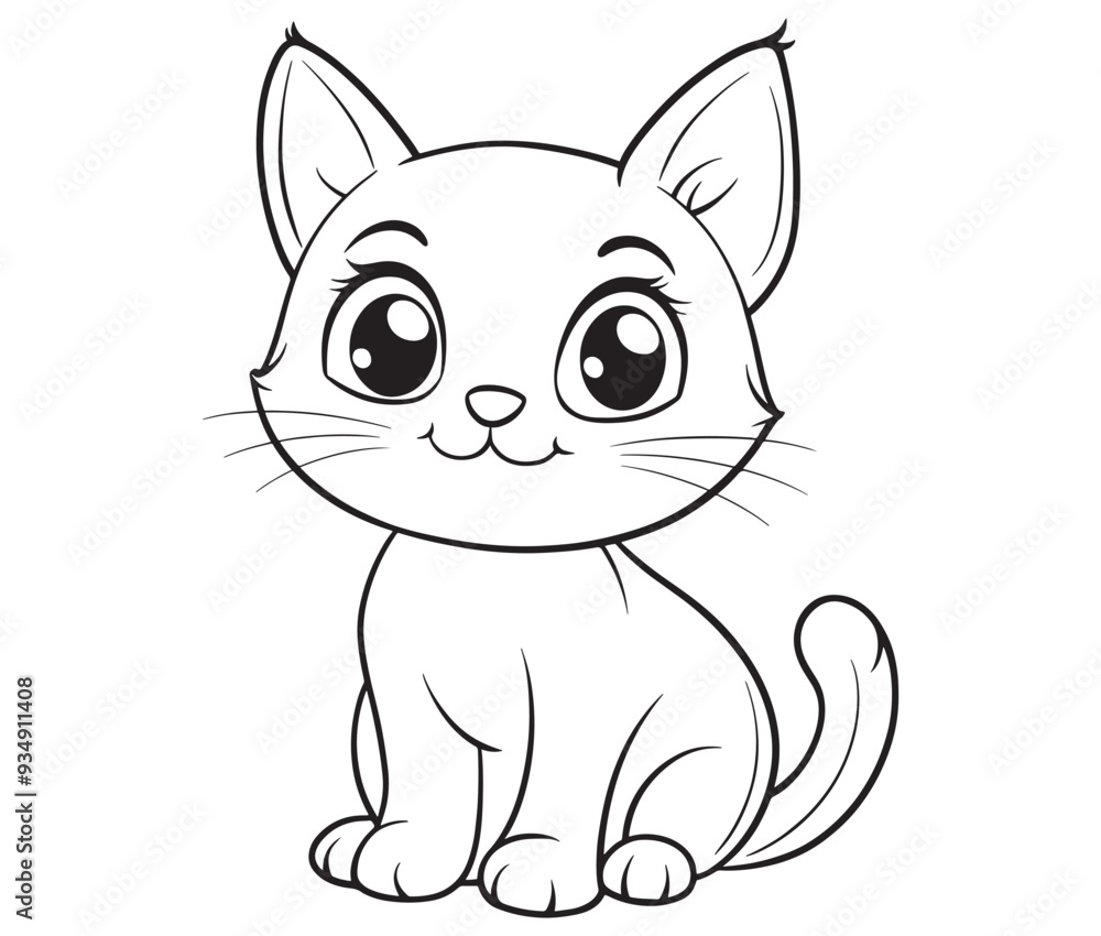 Outline of Cute Cat silhouette vector illustration Outline of Cute Cat silhouette vector illustration
