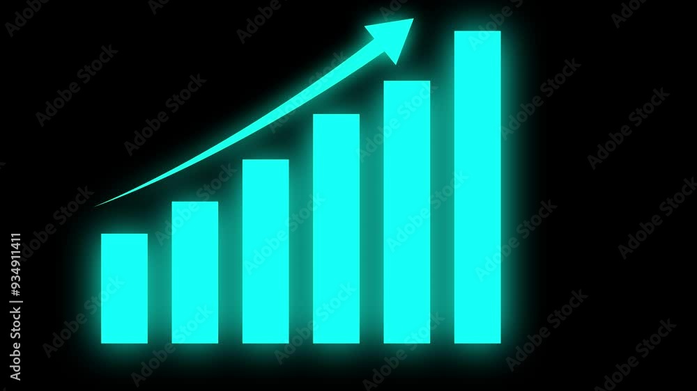neon line business graph icon animation on black background .the graph blue collars animation . neon line business graph icon animation on black background .the graph blue collars animation .