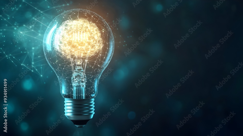 Illuminating Digital Brain - Futuristic 3D Depicting a Lightbulb with an Intricate Digital Brain,Symbolizing Innovation,Creativity,and Technological Advancement in the Business Industry. Illuminating Digital Brain - Futuristic 3D Depicting a Lightbulb with an Intricate Digital Brain,Symbolizing Innovation,Creativity,and Technological Advancement in the Business Industry.