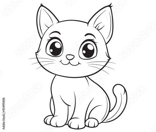 Outline of Cute Cat silhouette vector illustration 