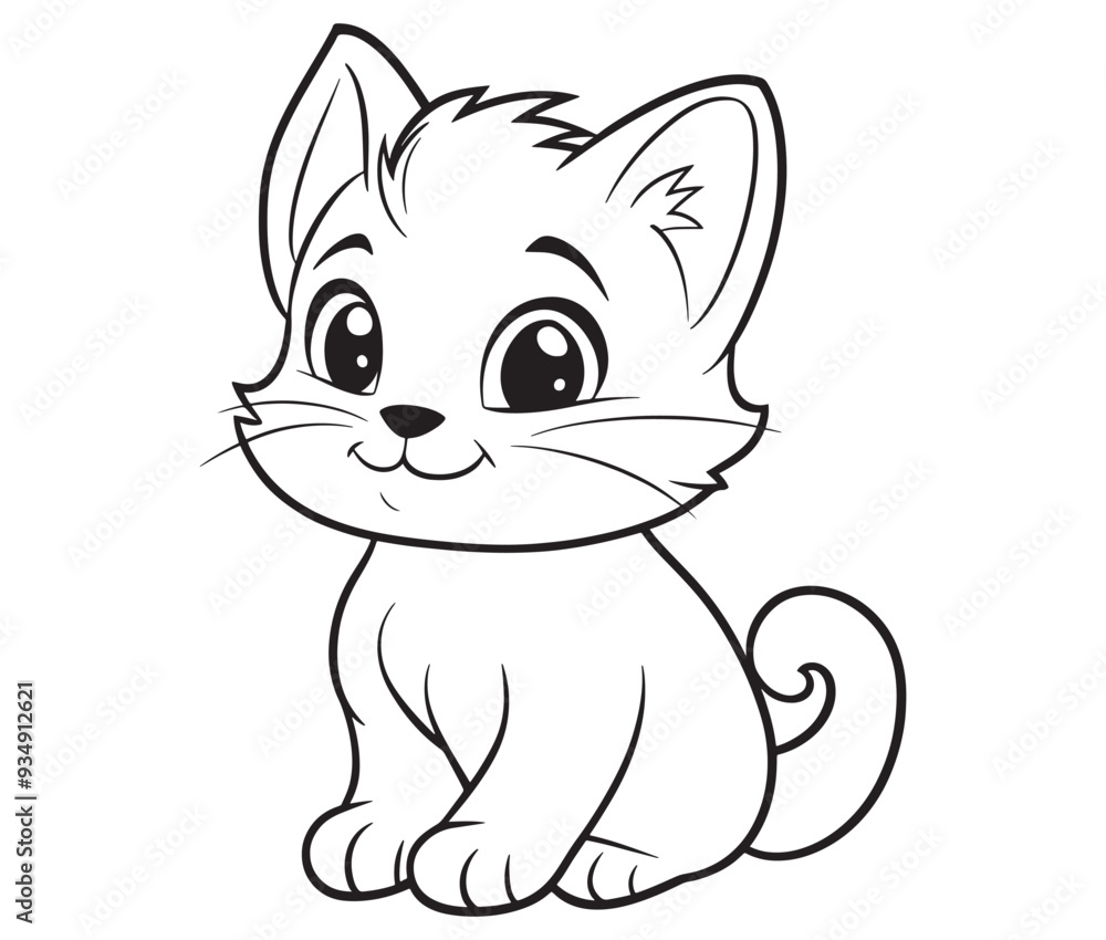 Outline of Cute Cat silhouette vector illustration Outline of Cute Cat silhouette vector illustration