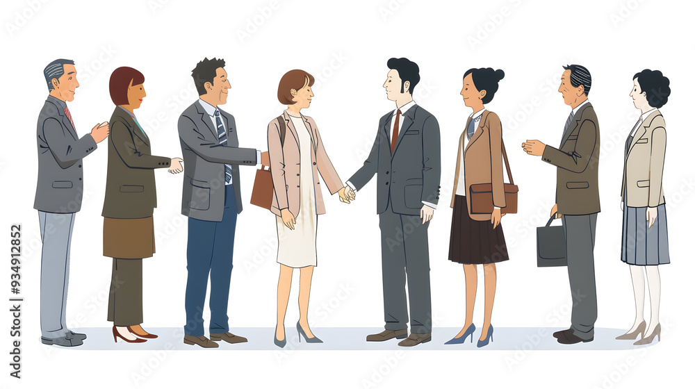 Obraz premium Casual business people shaking hands.