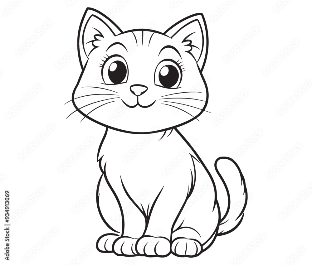 Obraz premium Outline of Cute Cat silhouette vector illustration 