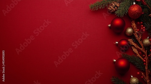 Wallpaper Mural simple red christmas background with colorful decorations and room for holiday-themed copy or design elements Torontodigital.ca