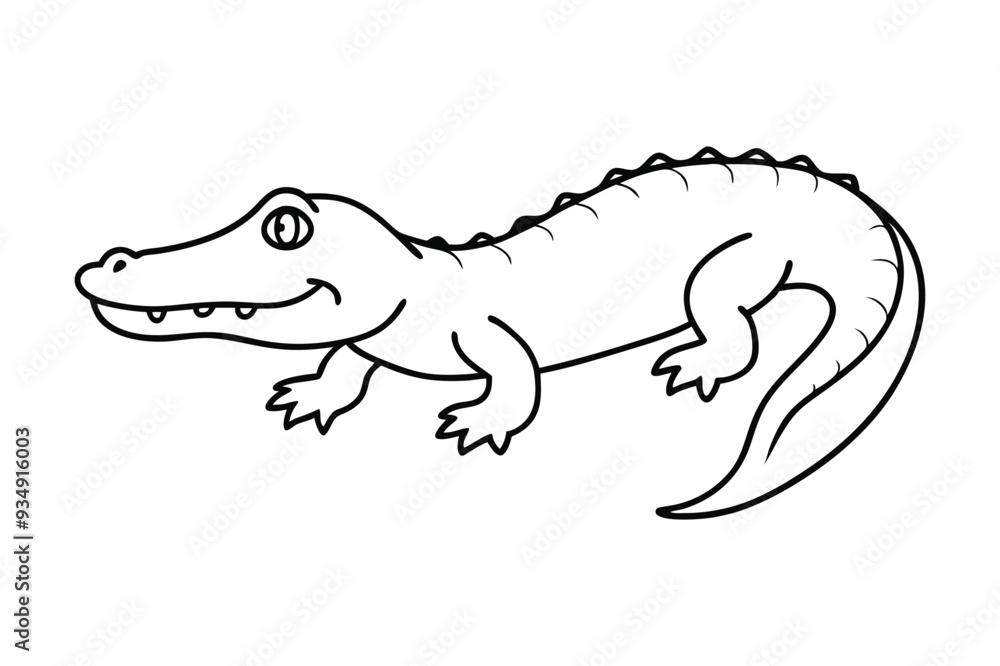 Fototapeta premium alligator silhouette image line art vector Design