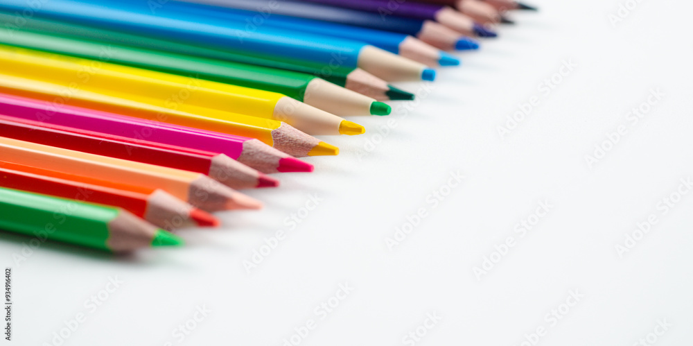 Pencil colors isolated on white background, variation of colour wooden pen design for abstract wallpaper. Colorful wood crayon collection for school education or kid drawing art creativity, close up. Pencil colors isolated on white background, variation of colour wooden pen design for abstract wallpaper. Colorful wood crayon collection for school education or kid drawing art creativity, close up.