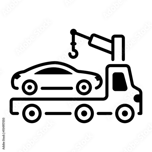 Car recovery icon in linear style 