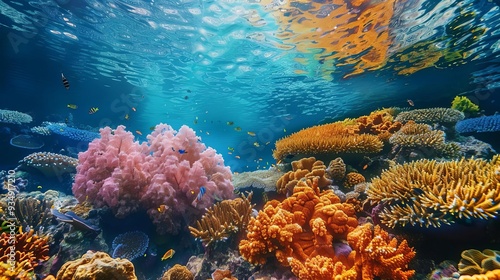 Vibrant coral reef teeming with marine life, unique natural wonder experiences, underwater paradise