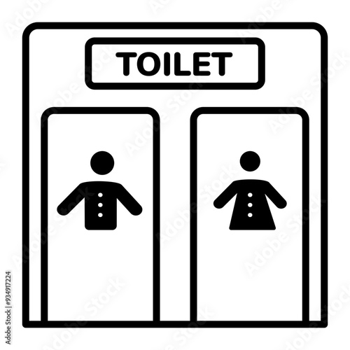 Toilet icon designed in line style 