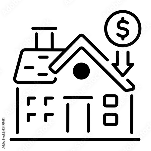 Price down icon in line style 