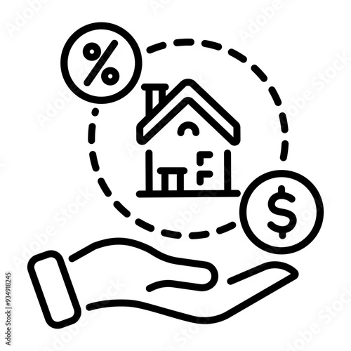 A line style icon of mortgage loan 