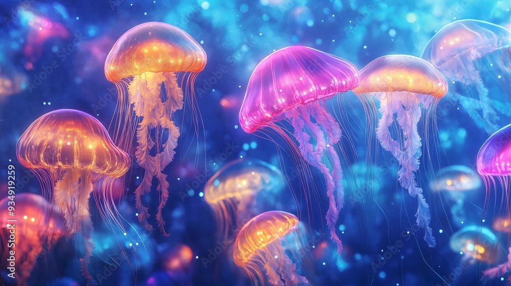 jelly fish in the blue water, jelly fish in the aquarium, colorful jelly fish in the blue water, jelly fish in the aquarium, colorful