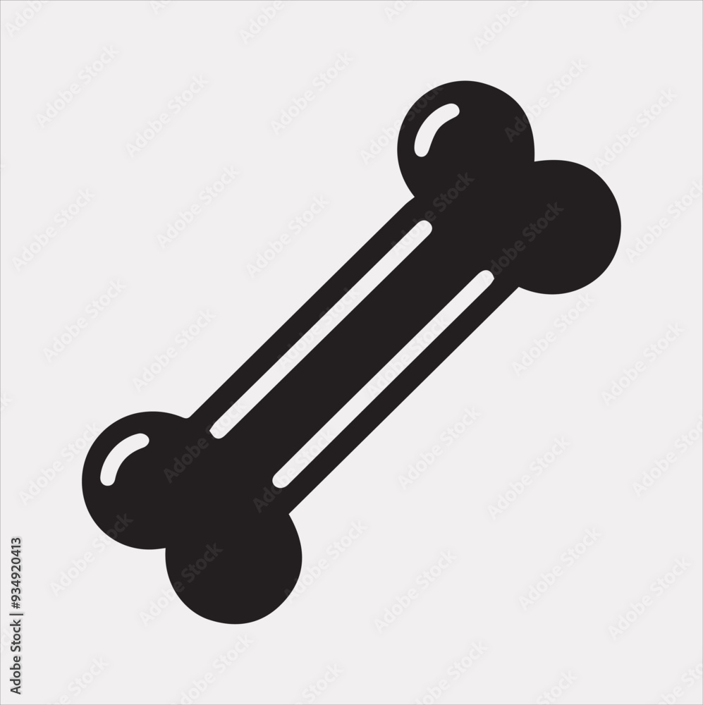 bone icon Vector silhouette illustration icon on a white background bone icon Vector silhouette illustration icon on a white background