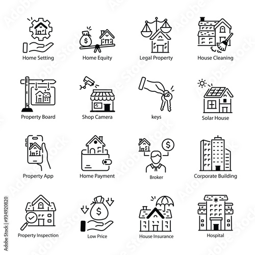 Collection of Property Business Line Icons

