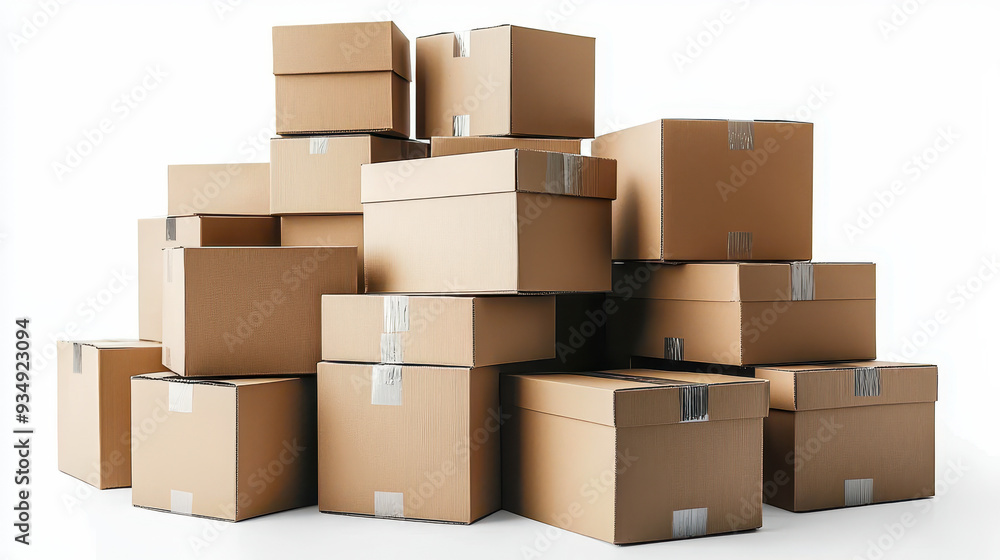 Stack of Cardboard Boxes Isolated on White for Shipping and Storage Solutions Stack of Cardboard Boxes Isolated on White for Shipping and Storage Solutions