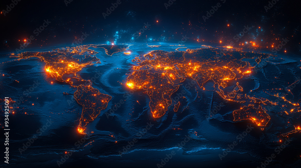 Global Shipping Network Map with Highlighted Trade Routes and Connections, Illuminated World Map Showing International Logistics, Commerce, and Transportation Pathways Global Shipping Network Map with Highlighted Trade Routes and Connections, Illuminated World Map Showing International Logistics, Commerce, and Transportation Pathways