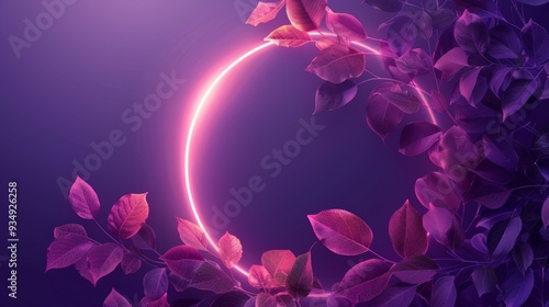 A minimalist neon frame with delicate leafy branches, perfect for adding a touch of nature to digital designs.