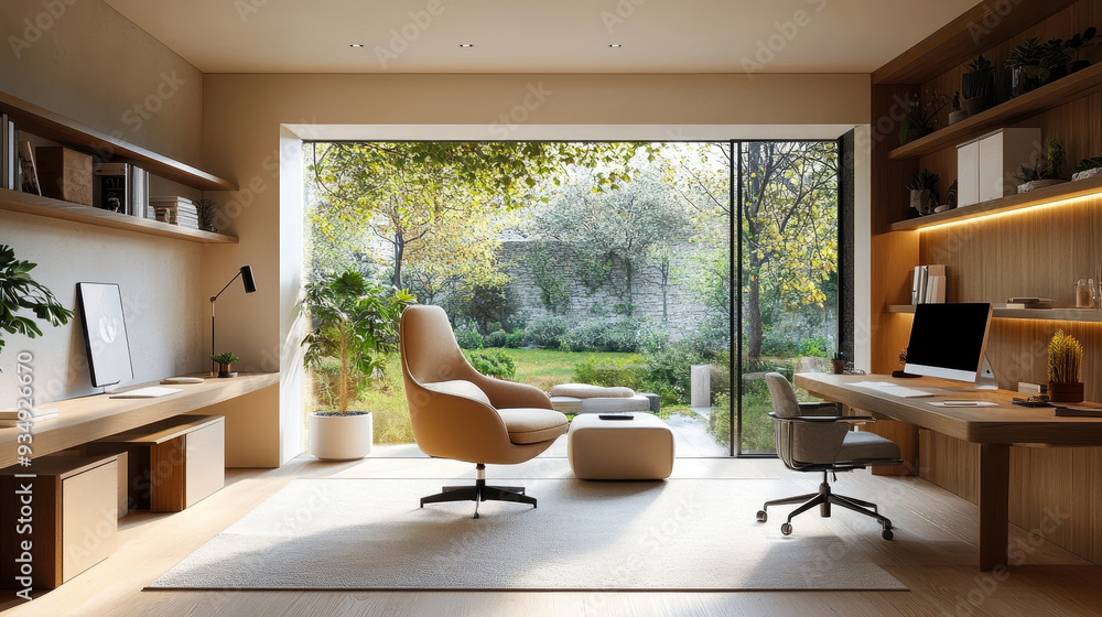 Minimalist Home Office with Ergonomic Furnishings, Eye Strain Reducing Technology, and Meditation Corner for Optimal Work-Life Balance Minimalist Home Office with Ergonomic Furnishings, Eye Strain Reducing Technology, and Meditation Corner for Optimal Work-Life Balance
