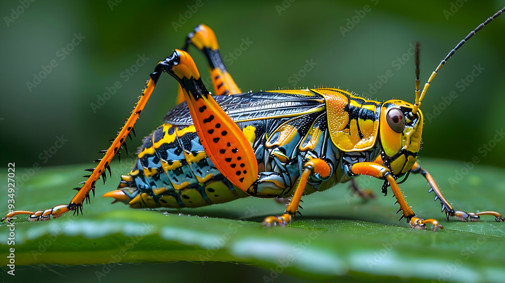 Fototapeta premium Amazon Treehopper resting on a leaf, its unique body shape and colors