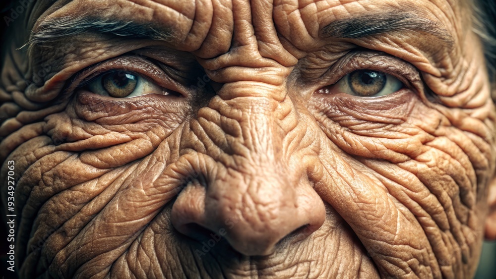 Tiny crevices sink into weathered skin, each pore a window into the soul, reflecting the bittersweet passage of time, bathed in soft morning light. Tiny crevices sink into weathered skin, each pore a window into the soul, reflecting the bittersweet passage of time, bathed in soft morning light.