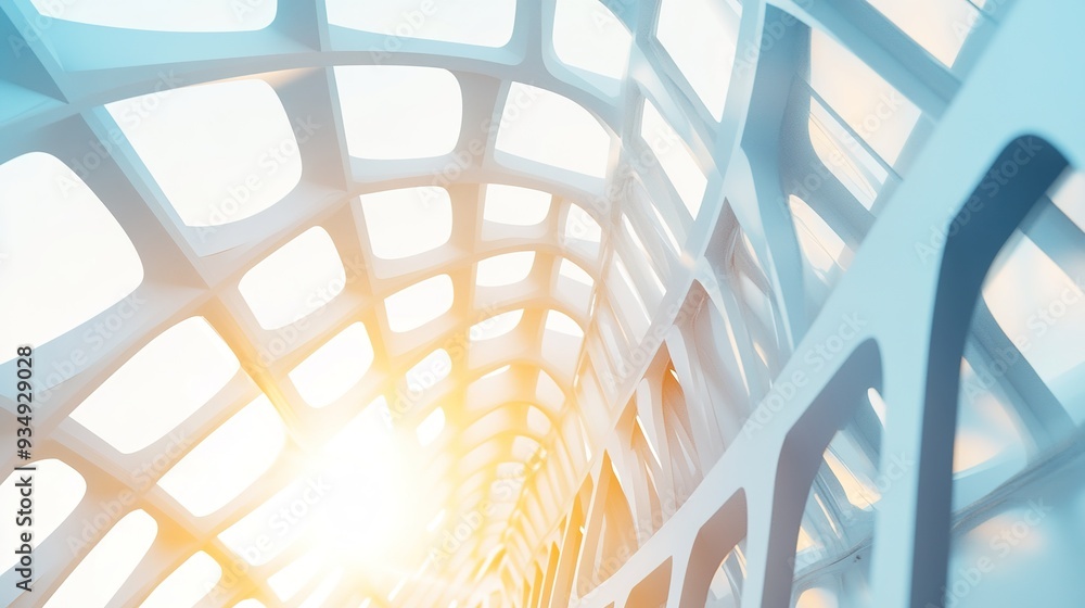 Naklejka premium Abstract Architecture: A mesmerizing view of a futuristic architectural structure. 
