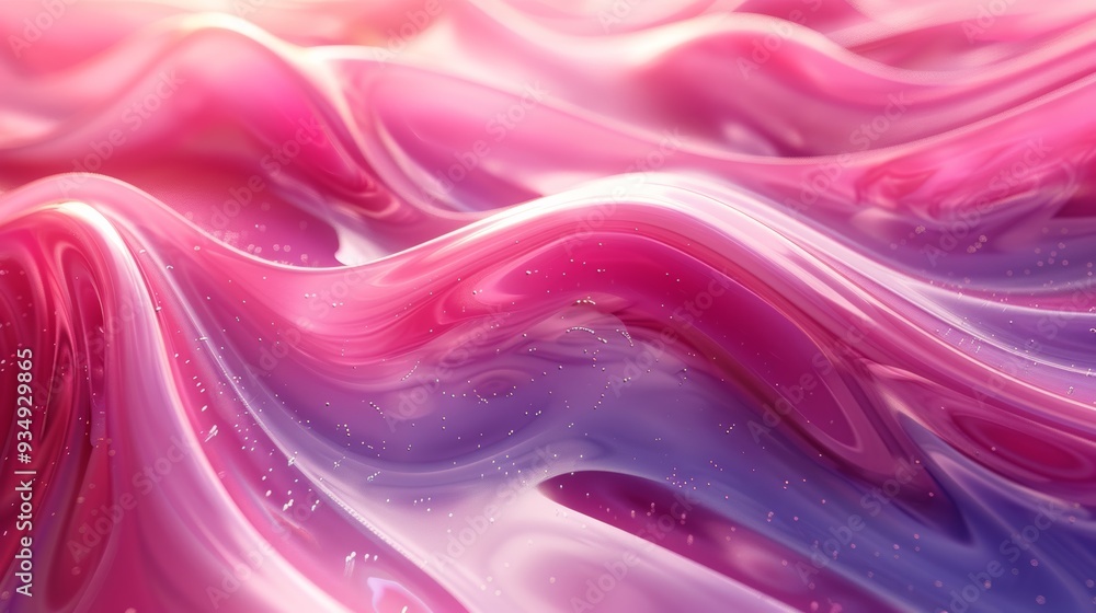 Obraz premium Wave-like patterns of pink and purple fluid in a surreal abstract design