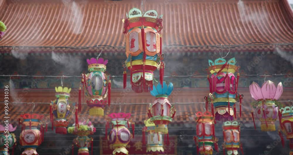 Colourful Lanterns at Wong Tai Sin Temple in Hong Kong Colourful Lanterns at Wong Tai Sin Temple in Hong Kong