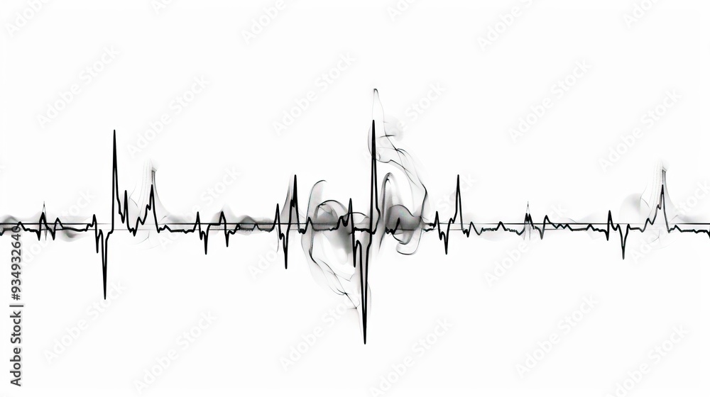 heart rhythm set, Electrocardiogram isolated on white background heart rhythm set, Electrocardiogram isolated on white background