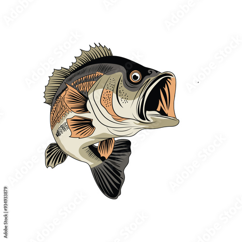 Big bass fish vector illustration design on white background 