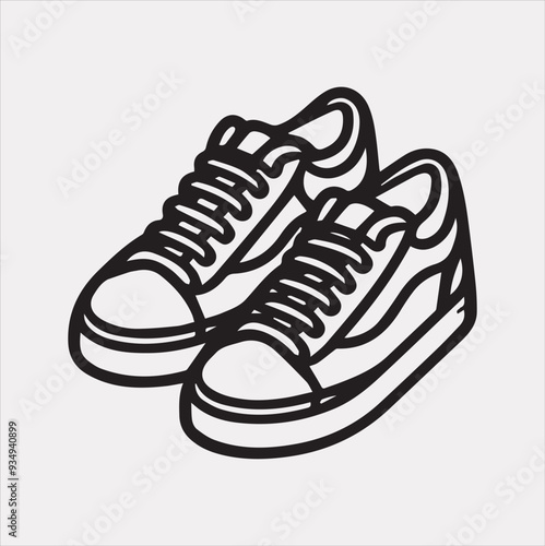 Sneakers icon Vector silhouette illustration icon on a white background