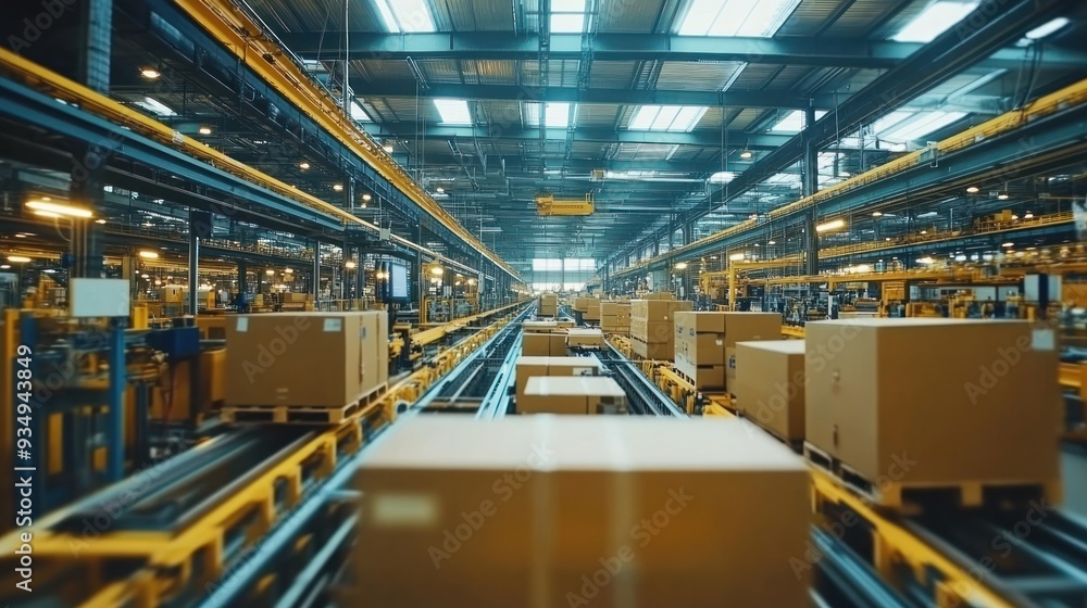 Fototapeta premium A wide-angle view of the manufacturing industry at work, featuring large-scale production facilities and cutting-edge machinery.