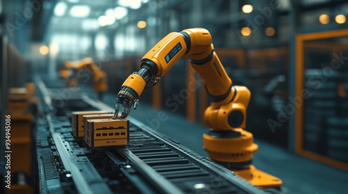 Cutting-edge robotics in action, performing tasks with precision in an industrial environment, symbolizing the integration of technology in manufacturing.