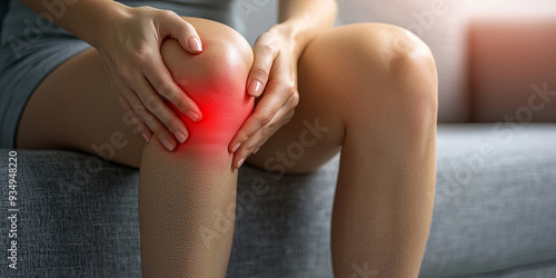 Wallpaper Mural Close up of a woman with knee pain, generative AI Torontodigital.ca