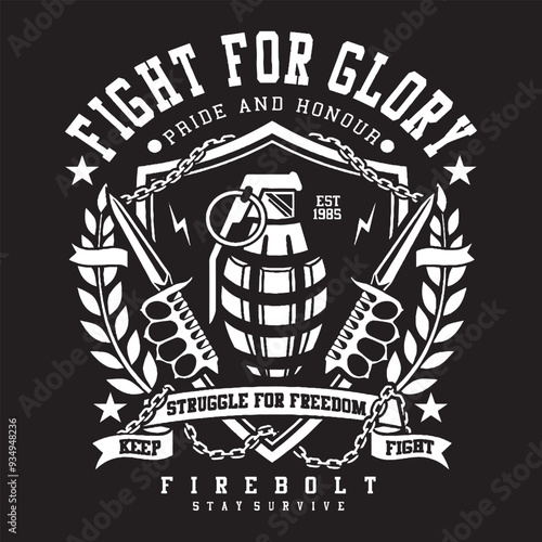 Fight for Glory Grenade and Wings Design