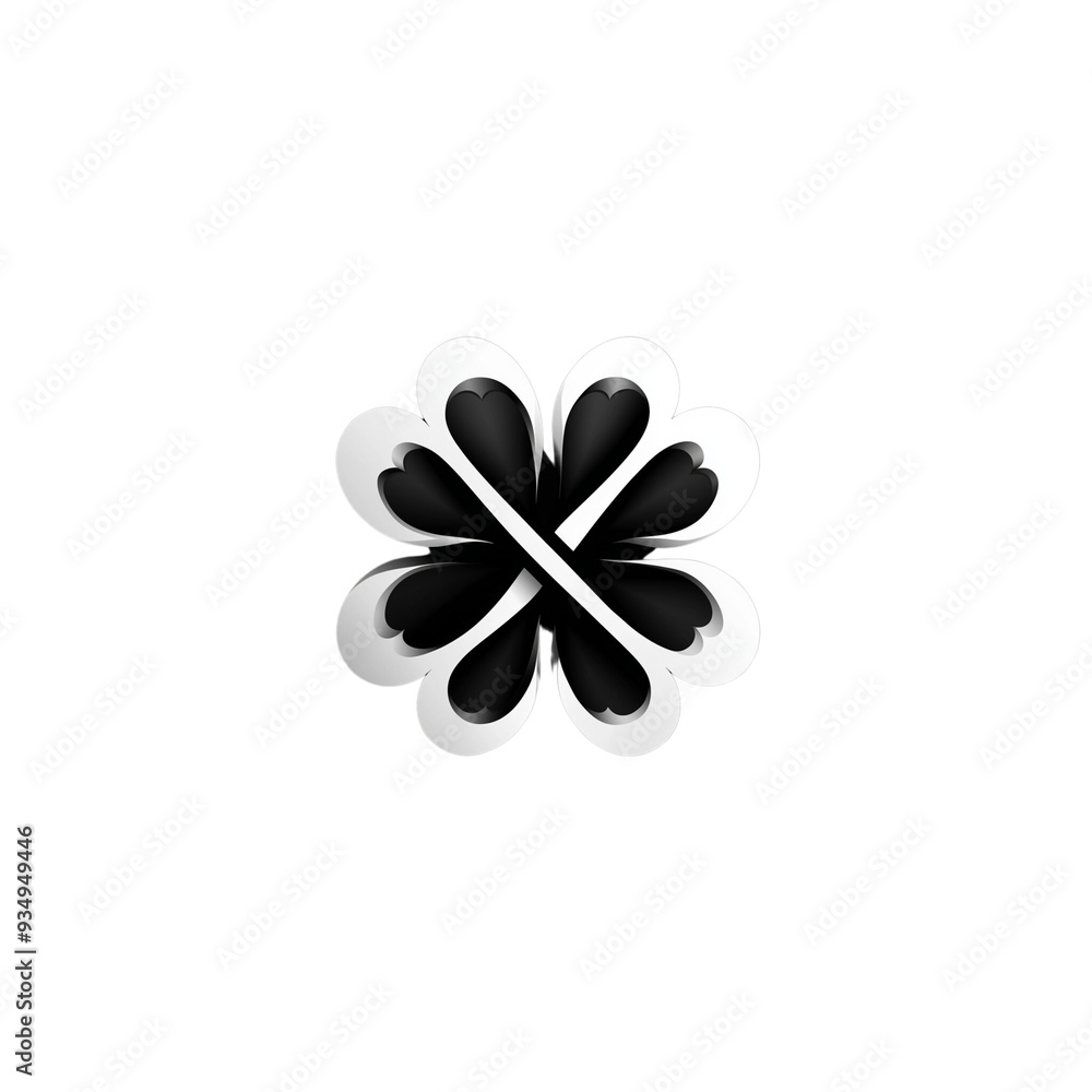 Minimalist Four-Leaf Clover Logo with Embossed Effect Minimalist Four-Leaf Clover Logo with Embossed Effect