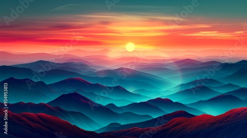 A Stunning Sunset Over Silhouetted Mountain Ranges