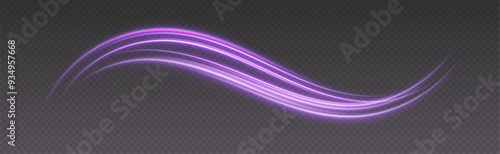 Obraz na płótnie Glowing purple light swirl with smooth, flowing curves. Light effect in motion concept. Vector illustration. w salonie