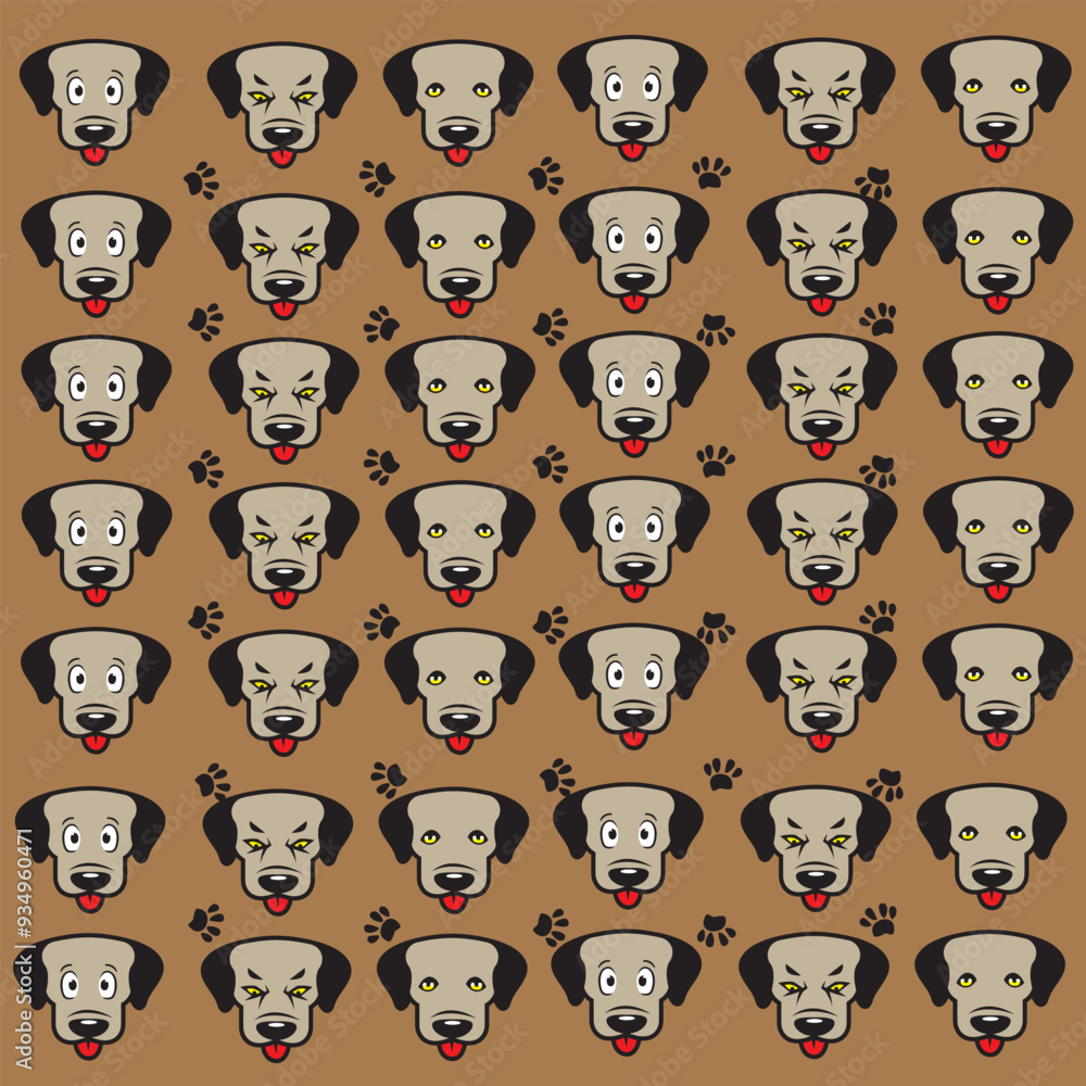 Obraz premium cute dog and paw pattern