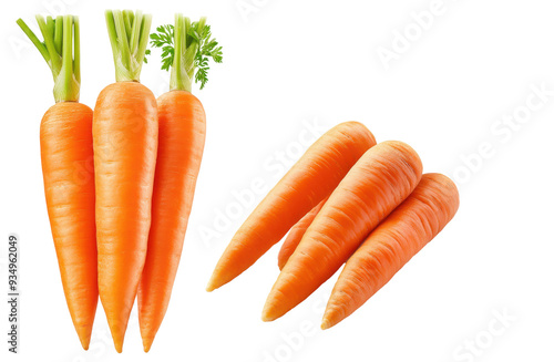 Fresh, orange carrots isolated on white.