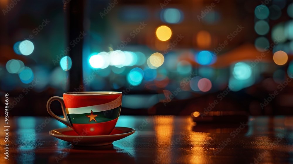 Kenya flag, coffee , taken with a Sony a7R IV, using Leica 11678 with cinematic lighting,generative ai Kenya flag, coffee , taken with a Sony a7R IV, using Leica 11678 with cinematic lighting,generative ai