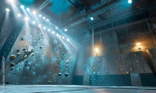 Epic Indoor Rock Climbing Stadium Backdrop for Sports Photography photo