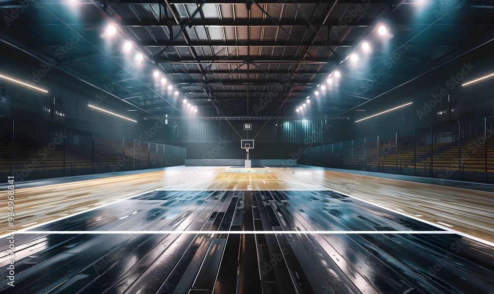 Epic Sport Photography Backdrop with Indoor Basketball Stadium Lights Epic Sport Photography Backdrop with Indoor Basketball Stadium Lights