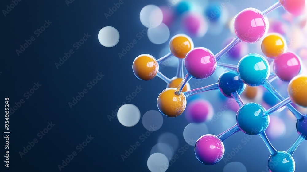 A vibrant, abstract depiction of antibiotic molecules with colorful, interconnected molecular structures glowing A vibrant, abstract depiction of antibiotic molecules with colorful, interconnected molecular structures glowing