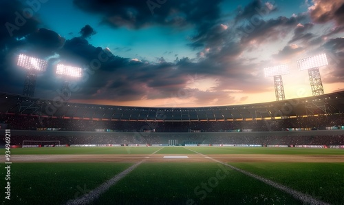 Wallpaper Mural Epic Backdrop of Illuminated Cricket Stadium at Dusk or Dawn Torontodigital.ca