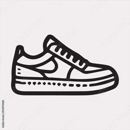 Sneakers icon Vector silhouette illustration icon on a white background