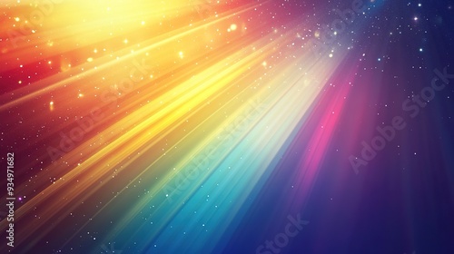 Cosmic Spectrum: A mesmerizing abstract background with vibrant rainbow stripes radiating light, resembling a celestial aurora borealis. 