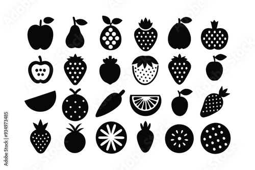 Vibrant set of colorful fresh fruit clip art.